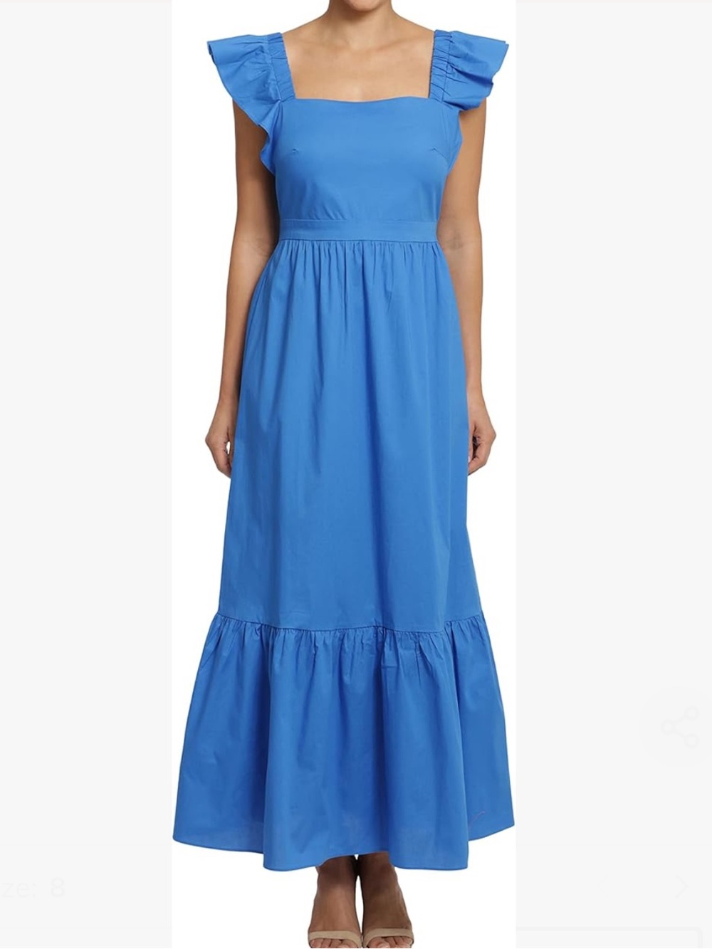 London Times Cobalt Blue Ruffle Sleeve Maxi size 8, 98% Cotton